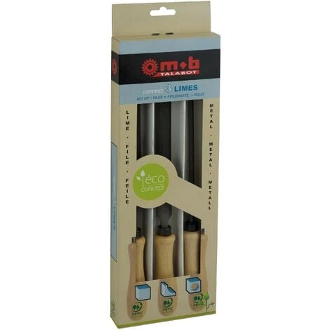 MOB OUTILLAGE MOB - Coffret 3 Limes Avec Manche Bois 200 Mm